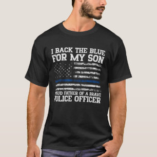 T-shirt Fier Père D'Un Agent De Police Courageux Ligne Ble