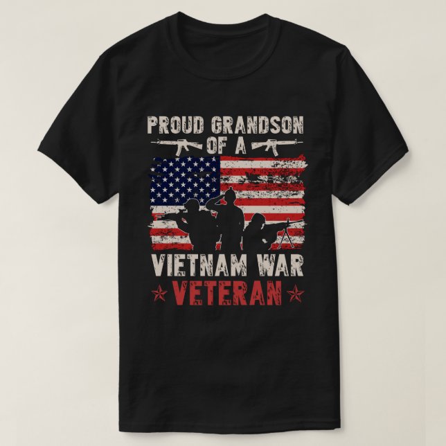 T-shirt Fier Petit-Fils D'Un Vétérinaire Du Vietnam| Fier  (Design devant)