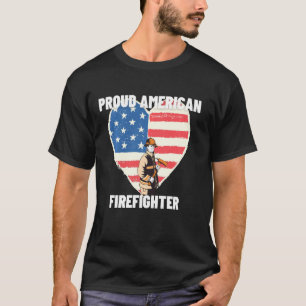 T-shirt Fier Pompier Américain Drapeau Frappe Patriotique