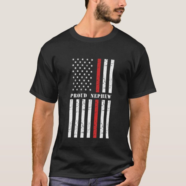 T-shirt Fier pompier Nephew pompier Américain Drapeau Sup (Devant)