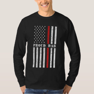 T-shirt Fier pompier papa pompier drapeau américain soutie