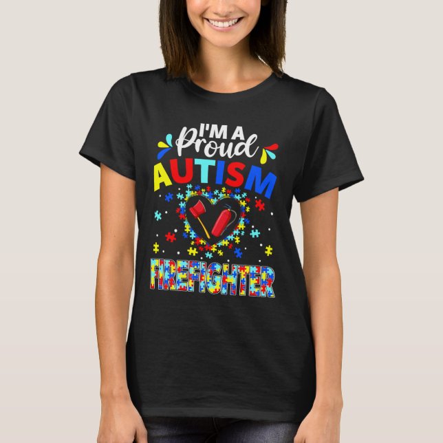 T-shirt Fier pompier Sensibilisation sur l'autisme Amour A (Devant)