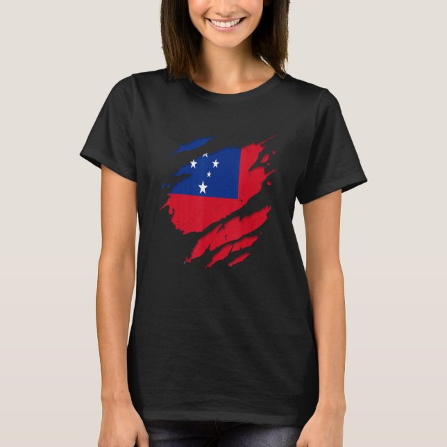 T-shirt Fier Samoan Shirts arraché Samoa Drapeau (Devant)