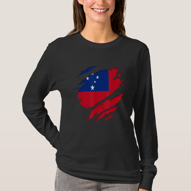 T-shirt Fier Samoan Shirts arraché Samoa Drapeau (Devant)