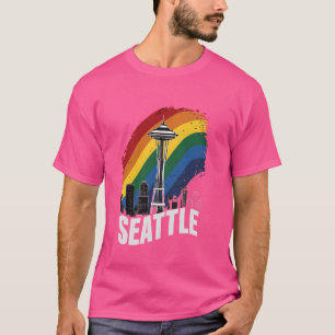 T-shirt Fier Seattle Skyline Gay pride Rainbow LGBTQ Supp