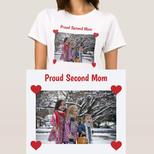 T-shirt Fier Second Maman Stepmaman Coeurs Photo Bonus Mam