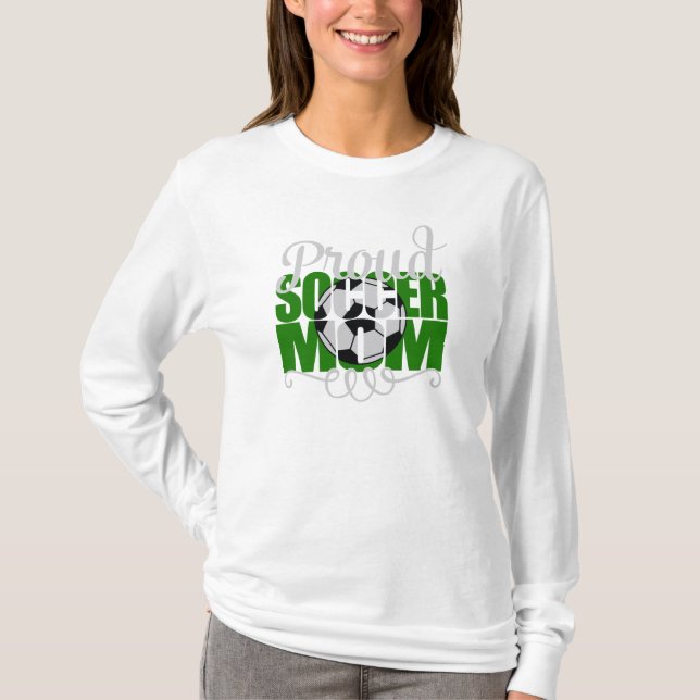 T-shirt Fier Soccer Maman avec des lettres vertes (Devant)