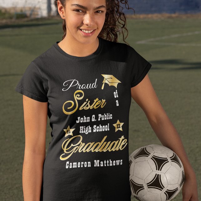 T-Shirt Fier Soeur du Diplômé Nom | Diplôme scolaire (Créateur téléchargé)