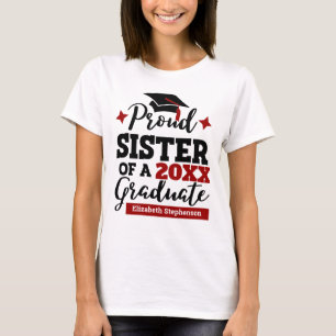 T-shirt Fier Soeur d'un casquette noir rouge 2022 diplômé