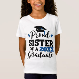 T-Shirt Fier Soeur d'un diplômé de 2022 noir bleu casquett