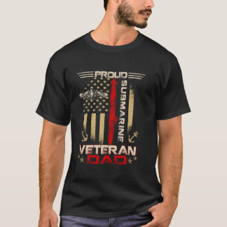 T-shirt Fier sous-marin Vétérinaire Papa US Drapeau Patrio
