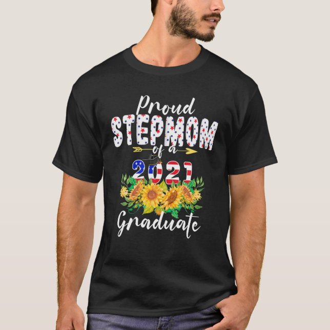 T-shirt Fier Stepmaman D'Une Classe De 2021 Graduate Améri (Devant)