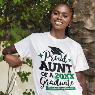 T-shirt Fier Tante d'un 2022 diplômé noir vert goût