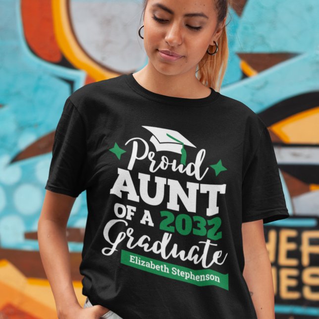 T-shirt Fier Tante d'un 2023 diplômé noir vert goût (Créateur téléchargé)