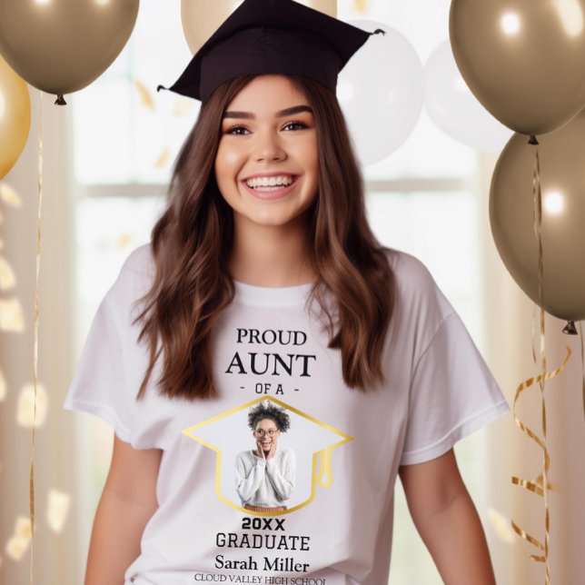 T-shirt Fier Tante d'un diplômé de 2025 avec photo et nom (Créateur téléchargé)