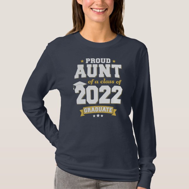 T-shirt Fier Tante D'Une Classe De 2022 Tante Diplômée (Devant)