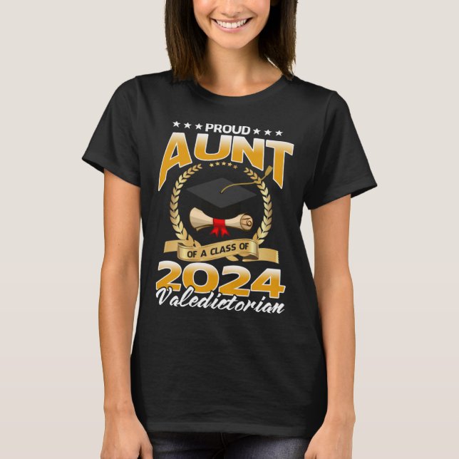 T-shirt Fier Tante D'Une Classe De Valedictorian 2024 (Devant)