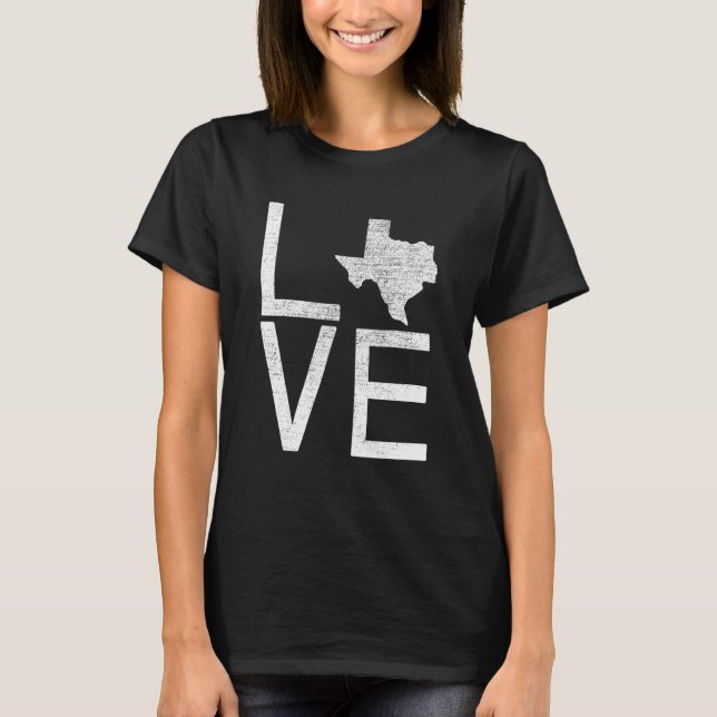 T-shirt Fier Usa Fan State Texas Love Map Texas (Devant)