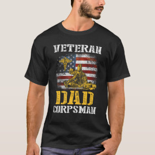 T-shirt Fier Vétérinaire Papa Corpsman Drapeau Vintage 4e