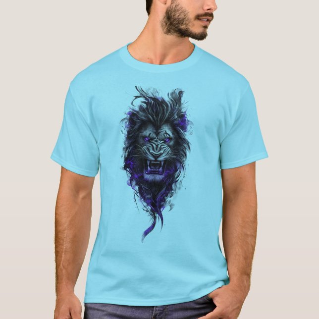 T-shirt Fierce Blue Lion Graphic Tee - Sky Blue Edition (Devant)