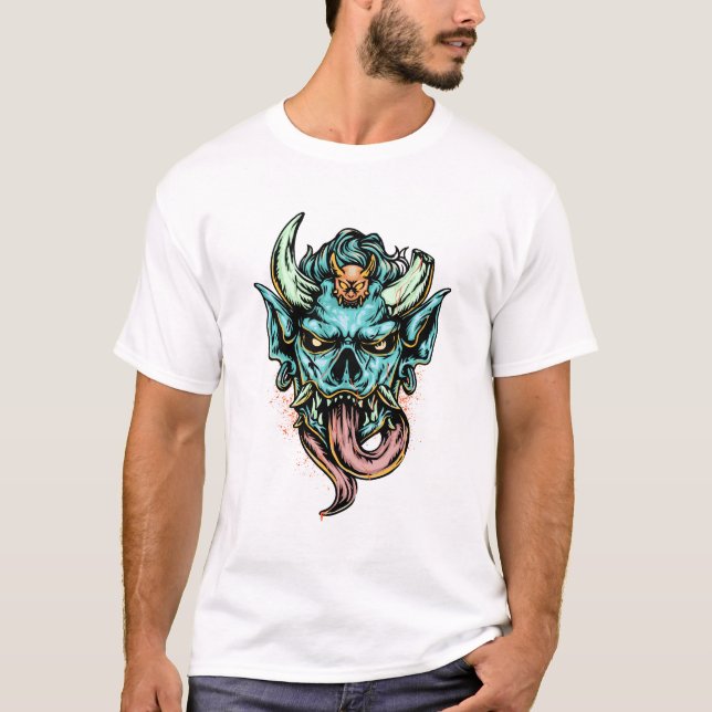 T-shirt Fierce Blue Oni Masque Dragon (Devant)