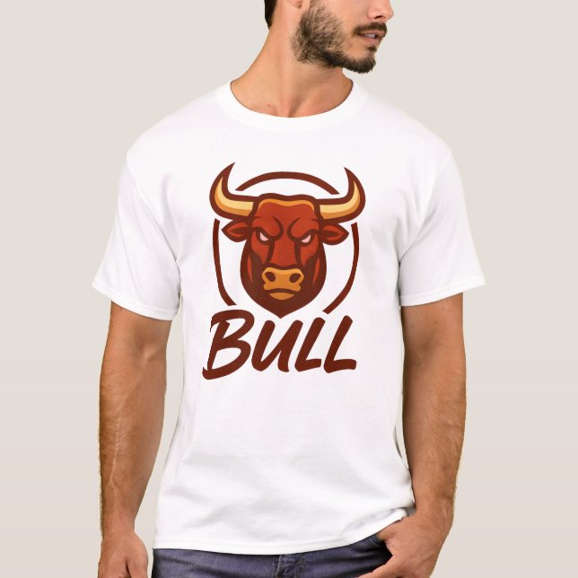 T-shirt Fierce Bull Head Logo, Creative Mascot BULL (Devant)