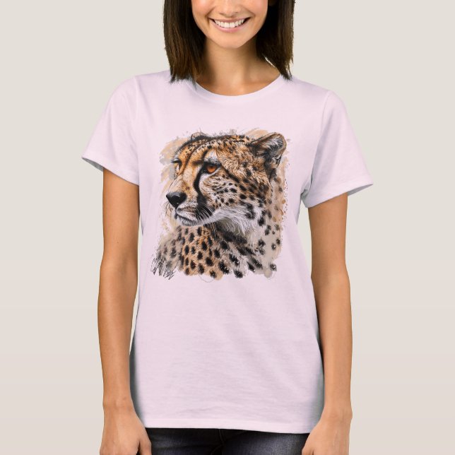 T-shirt Fierce Cheetah Imprimer Tee Graphic féminin (Devant)