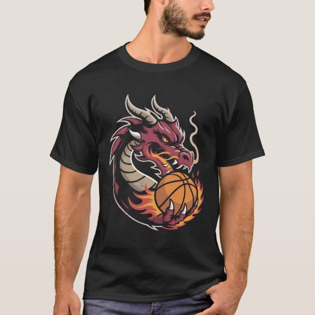 T-shirt Fierce Dragon Basketball Mascot Sports Team Spirit (Devant)