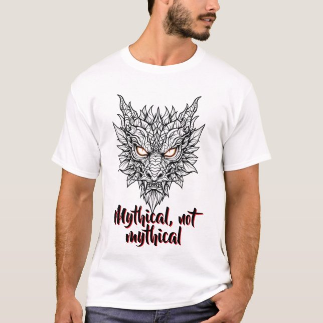 T-shirt Fierce Dragon Head Line Art (Devant)