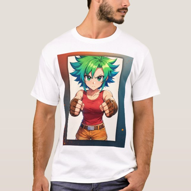 T-shirt Fierce Fighter Girl – Anime Warrior Art (Devant)