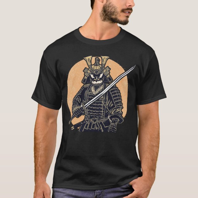 T-shirt Fierce Halloween Citrouille Samurai Conception gue (Devant)