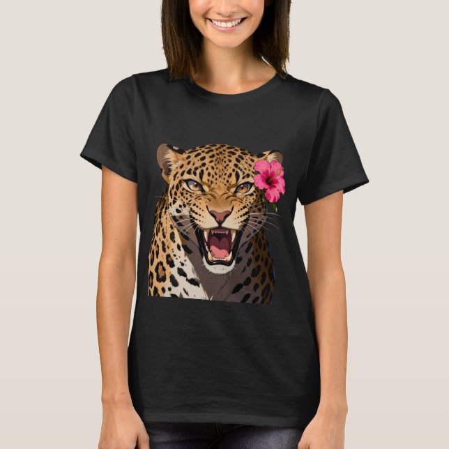 T-shirt Fierce Leopard Pink Flower Shirt (Devant)