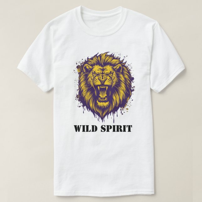 T-shirt Fierce Roaring Lion Wild Spirit Graphic  (Design devant)
