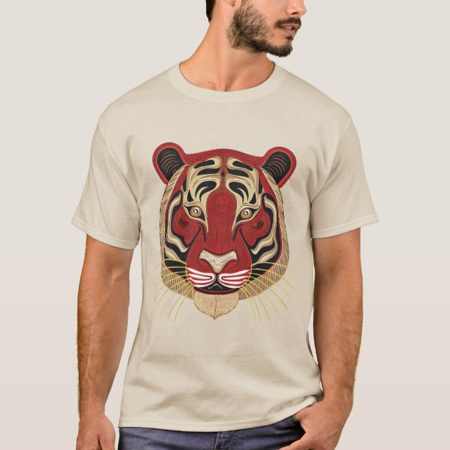 T-shirt Fierce Tigre Tribal Face (Devant)