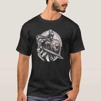 T-shirt Fierce Valkyrie Warrior - Norse Mythology Line Art