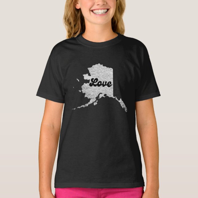 T-shirt fière Alask State love Plan Plan Plan rocheux AK (Devant)