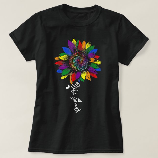 T-shirt Fière Ally Arc-en-ciel Tournesol LGBT Gay Lesbian  (Design devant)