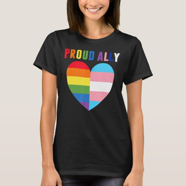 T-shirt Fière Ally Pride Lgbt Drapeau Transgenre Coeur Gay (Devant)