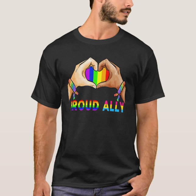 T-shirt Fière Ally Pride Lgbt Drapeau Transgenre Coeur Gay (Devant)