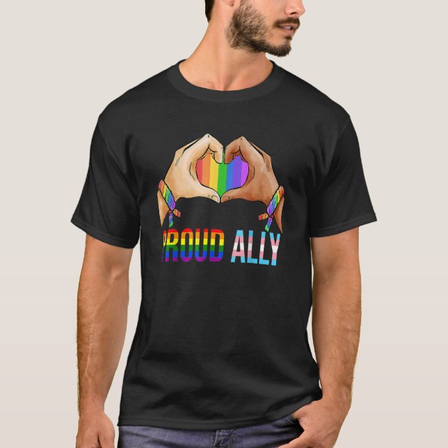 T-shirt Fière Ally Pride Lgbt Drapeau Transgenre Coeur Gay (Devant)