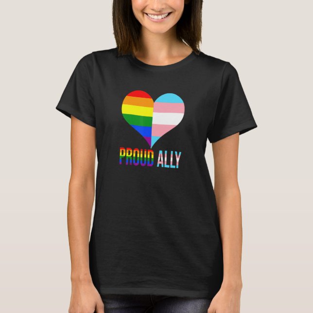 T-shirt Fière Ally Pride Lgbt Drapeau Transgenre Coeur Gay (Devant)