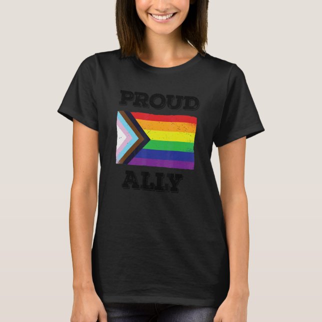 T-shirt Fière Ally Pride Mois Lgbtq Rainbow drapeau Noir P (Devant)