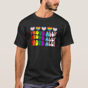 T-shirt Fière Ally Trans Rainbow Heart Fierté LGBT Mon