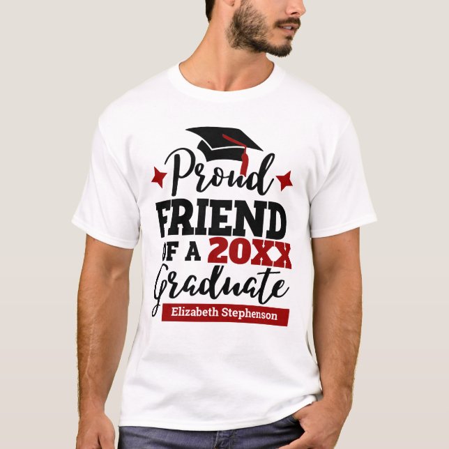 T-shirt Fière Ami 2022 diplômé noir rouge nom de la moule (Devant)
