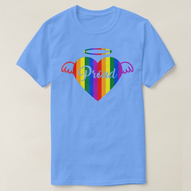 T-shirt Fière Ange Coeur LGBTQ Arc-en-ciel Fierté Coeur du (Design devant)