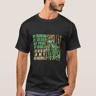 T-shirt Fière Armée Grand-mère Soldat Grandson USA Amériqu