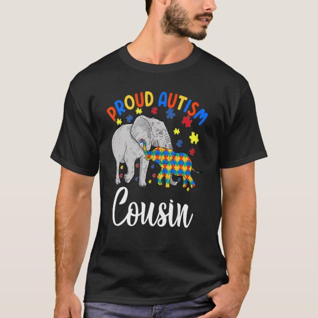 T-shirt Fière Autisme Cousin Autiste Cousin Cute Elephant (Devant)