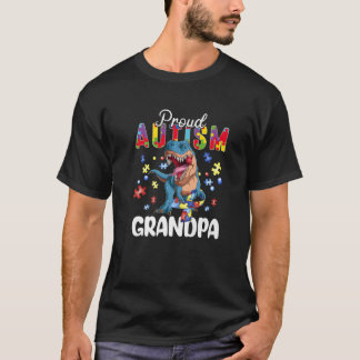 T-shirt Fière Autisme Grand-père Dinosaure T Rex Autisme