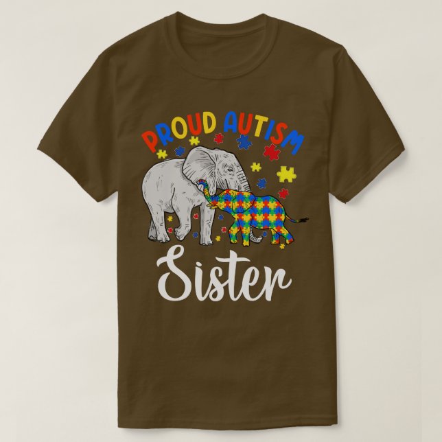 T-shirt fière autisme soeur éléphant (Design devant)