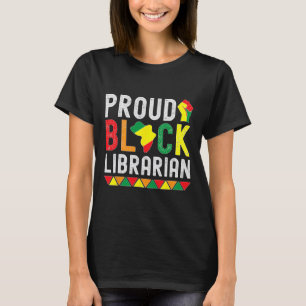 T-shirt Fière bibliothécaire noire Mois de l'histoire des